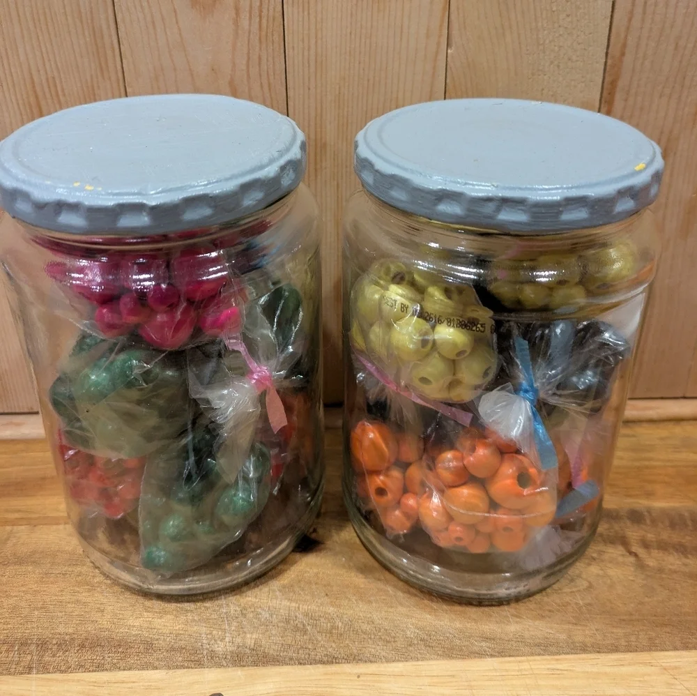 Glass Jar Jewelry Organizer with Gray Lid